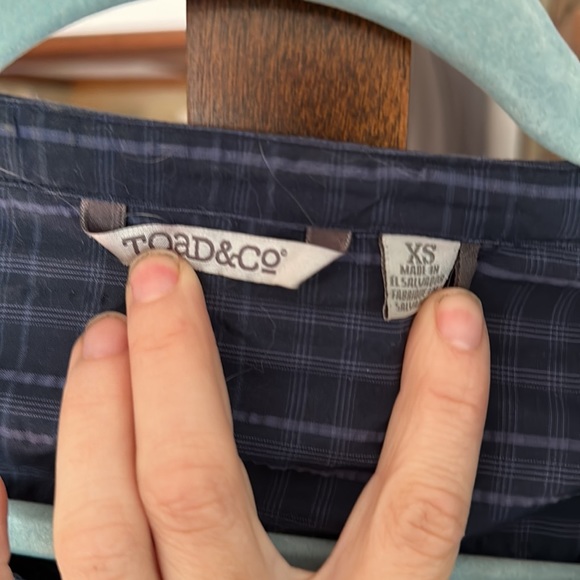 Toad and Company, size extra small, dark blue and purple pattern, button up, - Picture 5 of 6